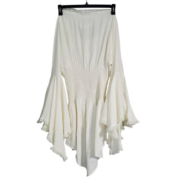 Vintage 90s Eternal Love Ruched Ruffle Off White Lace Rennaissance Top - XXL - Picture 3 of 7